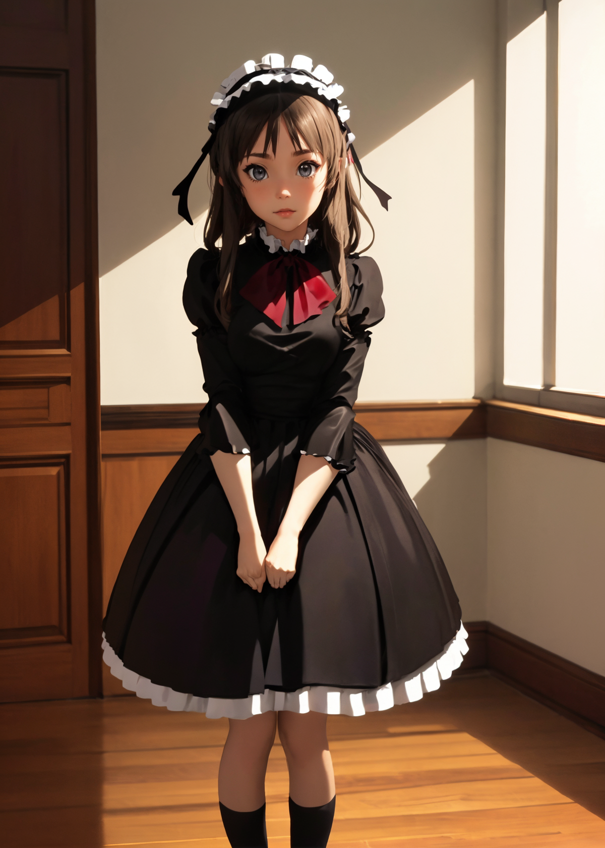 73760-2094827491-_lora_MioAkiyama_0.8_, (full body_1.5), (indoors_1.2), (socks_1.4), (1girl, solo, long hair, grey eyes, blush, black hair, dress_edited.png